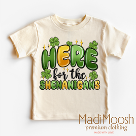 Here For The Shenanigan's St. Patrick's Day Shirt - Kids St. Patrick's Day Tee