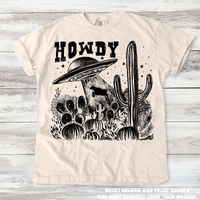 Retro UFO Cow Abduction Funny Western Tee - Printed On Comfort Colors