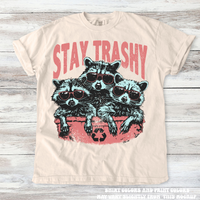 Funny Retro Stay Trashy Racoon Shirt - Printed On Comfort Colors