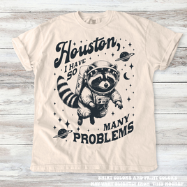 Funny Racoon Houston I Have So Many Problems Shirt - Printed On Comfort Colors