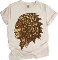 Leopard Print Indian Chief Head Shirt - Printed On Comfort Colors