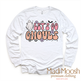 Let's Go Ghouls Halloween Tee - Long Sleeve White Shirt