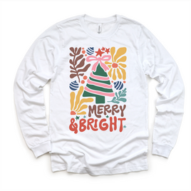 Boho Merry And Bright Christmas Shirt -  Long Sleeve Tees & Sweatshirts
