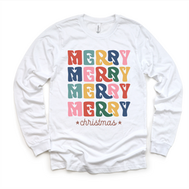 Boho Merry Merry Merry Christmas Shirt -  Long Sleeve Tees & Sweatshirts