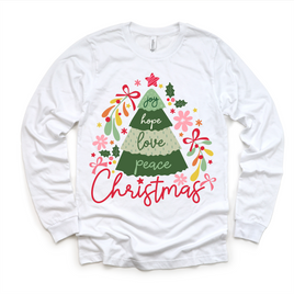 Boho Joy Hope Love Peace Christmas Shirt -  Long Sleeve Tees & Sweatshirts