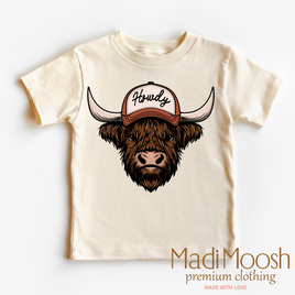 Howdy Highland Cow Western Shirt - Kids Country Tee