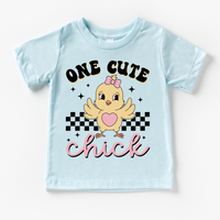 One Cute Chick Easter Shirt - Girls Retro Easter Tee