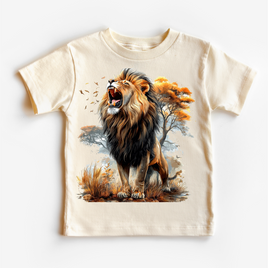 Retro Lion Jungle Watercolor Nature Scene Shirt - Kids Tee