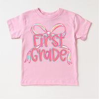 Girls 1st Grade Bow Back To School Shirt - First Day Of School Tee