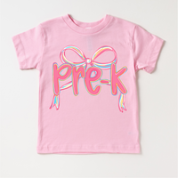 Girls Pre-K Bow Back To School Shirt - First Day Of School Tee