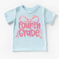 Girls Fourth Bow Back To School Shirt - First Day Of School Tee