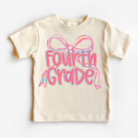 Girls Fourth Bow Back To School Shirt - First Day Of School Tee