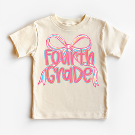Girls Fourth Bow Back To School Shirt - First Day Of School Tee