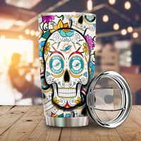 Miami Dolphins Tumbler Cup Custom Sugar Skull Car Accessories