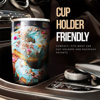 Mint Donuts Mix Flowers Tumbler Cup Custom Girly Pattern Car Accessories