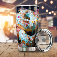 Mint Donuts Mix Flowers Tumbler Cup Custom Girly Pattern Car Accessories