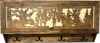 Moose Hunting Hidden Gun Storage Coat Rack Concealment Shelf with Hooks for Coats, Bags, & Hats