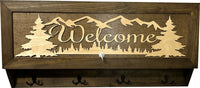 Mountain Scene Welcome Concealment Decor - Handcrafted Wooden Gun Cabinets - Gun Shelf Hidden Storage for Rifles, Shotguns, & Handguns - Quick Access Hidden Wall Safe