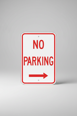 No Parking Sign with Right Arrow