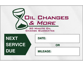 Oil Change Stickers - 384 - Panel B - Sold Individually