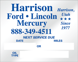 Oil Change Stickers - 385 - Panel A - Sold Individually