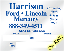 Oil Change Stickers - 3385 - Panel A - On Rolls