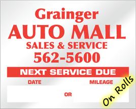 Oil Change Stickers - 3385 - Panel C - On Rolls