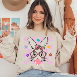Cartoon Easter Bunny Pink Ready To Press DTF Transfers, DTF Hot Peel