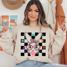 Cartoon Easter Bunny Black Ready To Press DTF Transfers, DTF Hot Peel