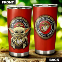 Personalized US Marines Corps Tumbler Cup Custom Baby Yoda