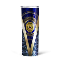 Personalized US Navy Custom Tall Glitter Tumbler