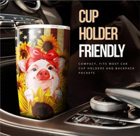 Pig Sunflower Tumbler Stainless Steel Custom American Flag