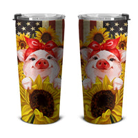 Pig Sunflower Tumbler Stainless Steel Custom American Flag