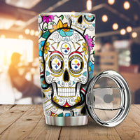 Pittsburgh Steelers Tumbler Cup Custom Sugar Skull Car Accessories