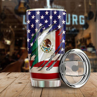 Proud US Mexican Tumbler Cup Custom Flag Car Accessories