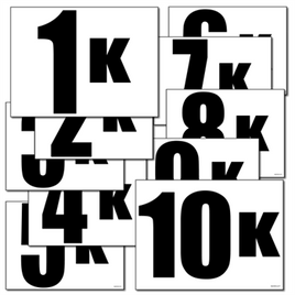 Race Kilometer Marker Set (10 Signs Total)