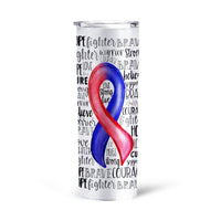 Red and Blue Ribbon CHD Awareness Tumbler Cup Custom Tall Glitter