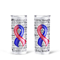 Red and Blue Ribbon CHD Awareness Tumbler Cup Custom Tall Glitter