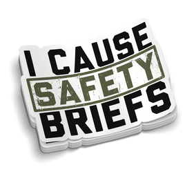 Safety Briefs | Funny Military Stickers | Perfect for Coffee Cups