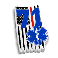 Custom Medic Red Line Flag Station Number Sticker