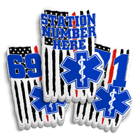 Custom Medic Red Line Flag Station Number Sticker