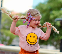 Be Happy - Yellow + Black Smiley Face - Child Tee