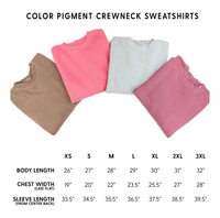 Embroidered PIGMENT Crewneck - TEACH - Varsity Outline w/ White Thread