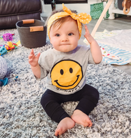 Be Happy - Yellow + Black Smiley Face - Child Tee