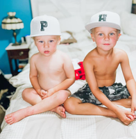 Varsity initial - Child Flat Brimmed Hat w/ Mesh Back