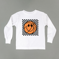 Checkers Smiley - (Choose Your Sports Ball)  - Child Long Sleeve Tee