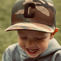 Varsity initial - Child Flat Brimmed Hat w/ Mesh Back