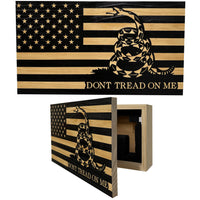 Dont Tread on Me Concealment Shelf - Quick Access Patriotic Hidden Gun Storage with Magnetic Lock - Safe & Secure Gun Concealment Furniture (Stripes)