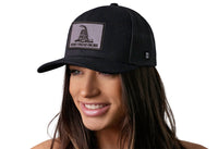 Dont Tread On Me Trucker Hat  |  Black Gadsden Flag Tactical Snapback