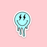 LMSS® STICKER - Lightning Eye Melting Smiley (Light Blue)